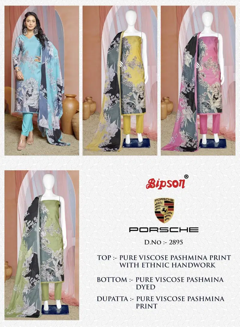 Porsche 2895 By Bipson Viscose Pashmina Dress Material Wholesale Shop In Surat	